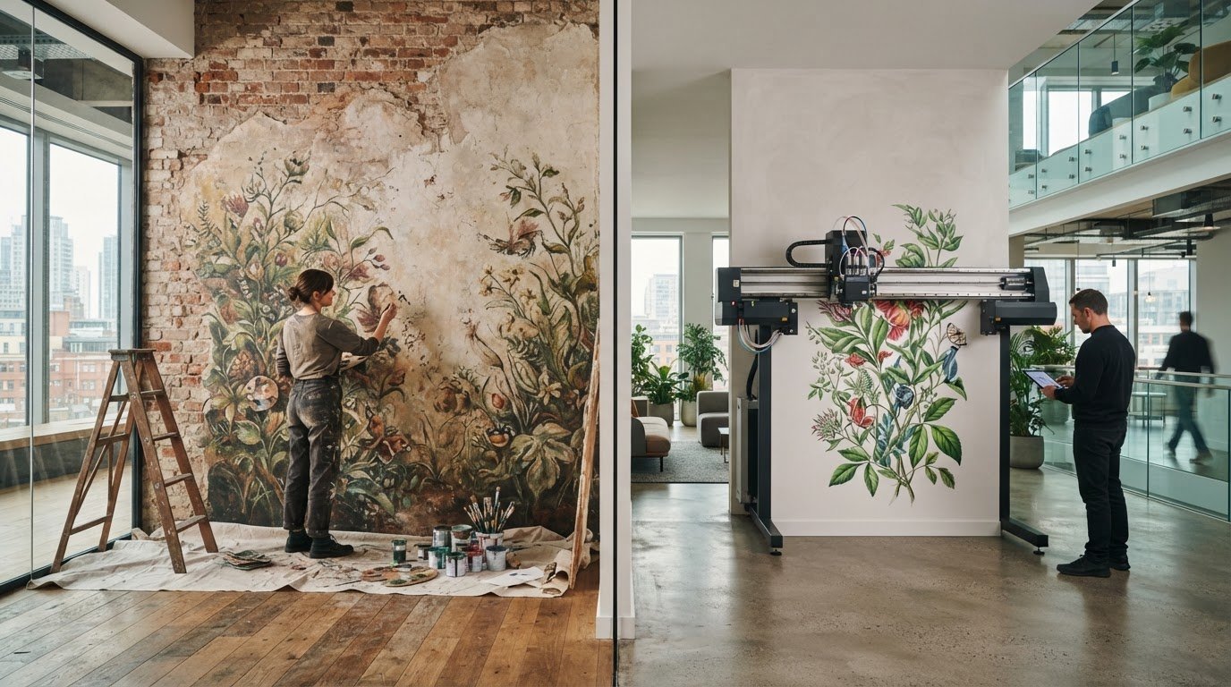 Printed Murals vs Hand Painted Murals: The Complete Comparison Guide