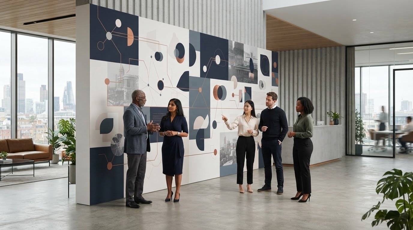Corporate history timeline wall: ideas, examples and design guidance